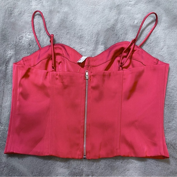 NWT Jason Wu Satin Bustier Corset Top Tank Zipper Pink Red Structured Sleeveless - Picture 7 of 11